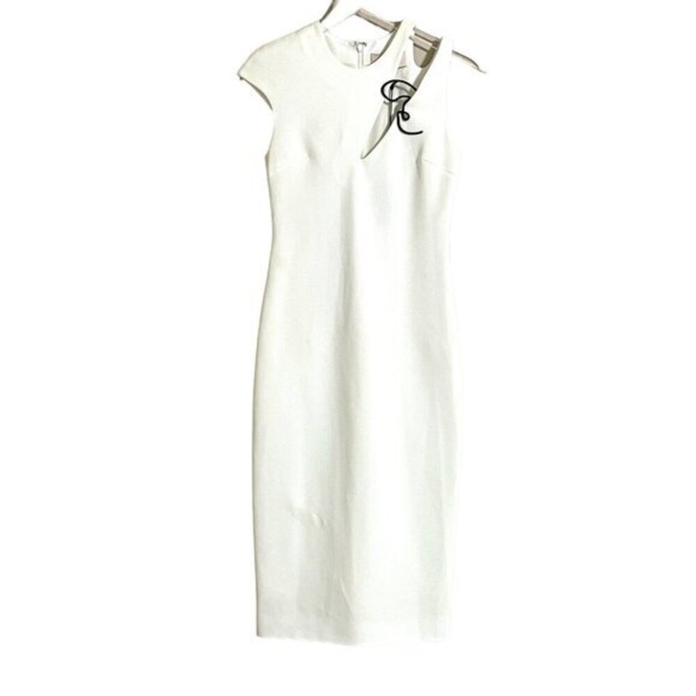 Cushnie Et Ochs White Pencil Dress Cap Sleeve Twist Cutout SZ 0 NWT